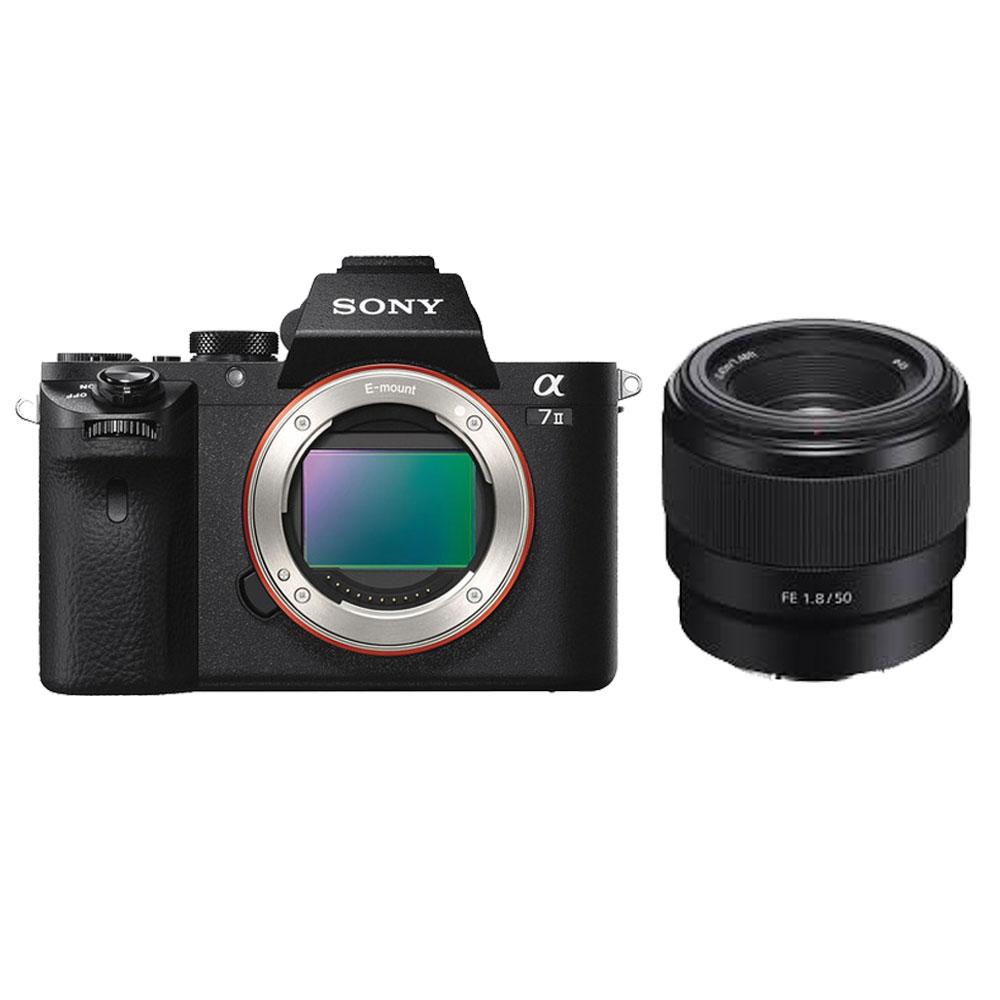 SONY Mirrorless Digital Camera A7 II + Lensa FE 50mm F1.8