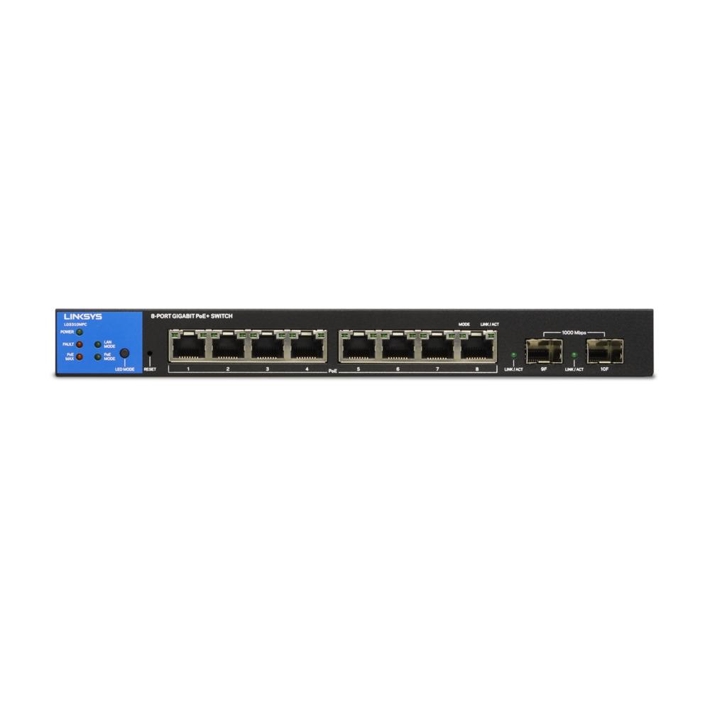 LINKSYS 8-Port Managed Gigabit PoE+ Switch with 2 1G SFP Uplinks 110W LGS310MPC-EU